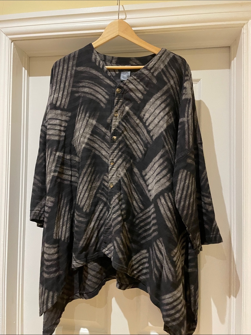Kaliyana Artwear Asymmetrical Tunic Jacket Lagenlook Oversized Artsy OS